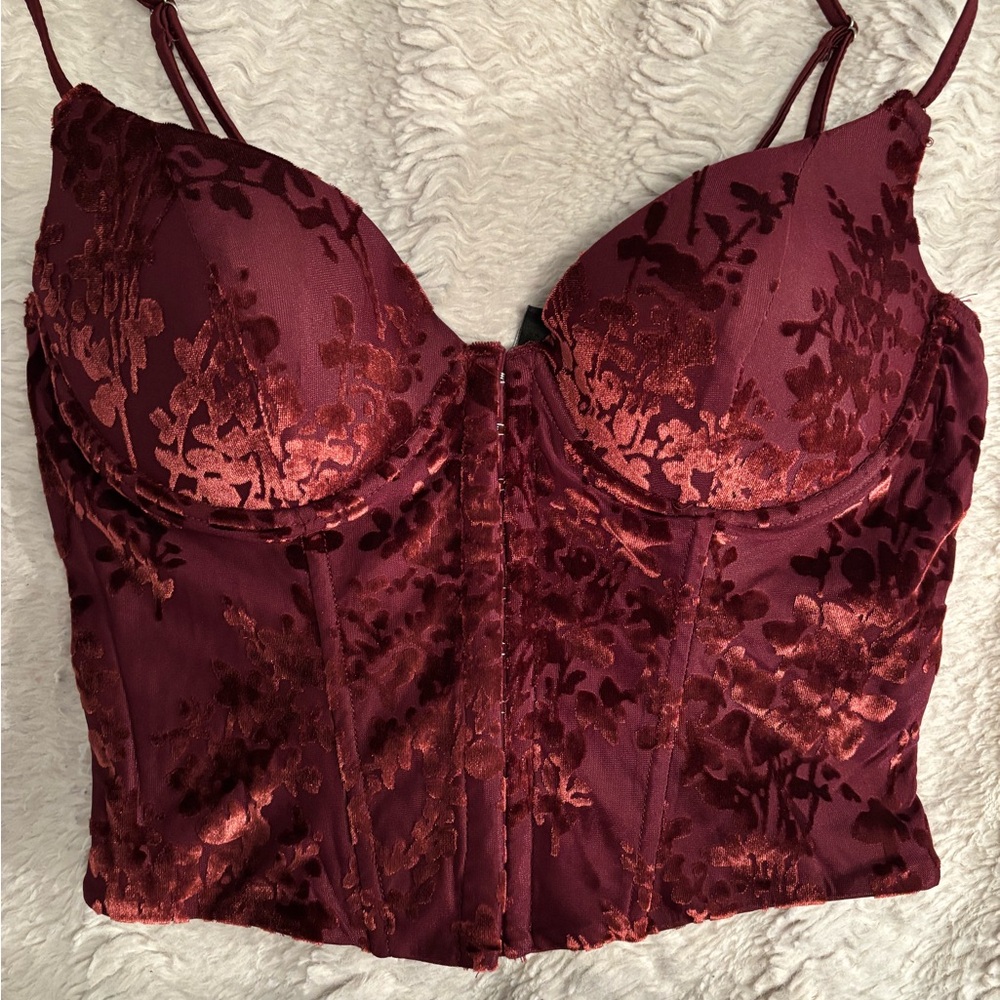 Windsor Burgundy Floral Velvet Tank Top